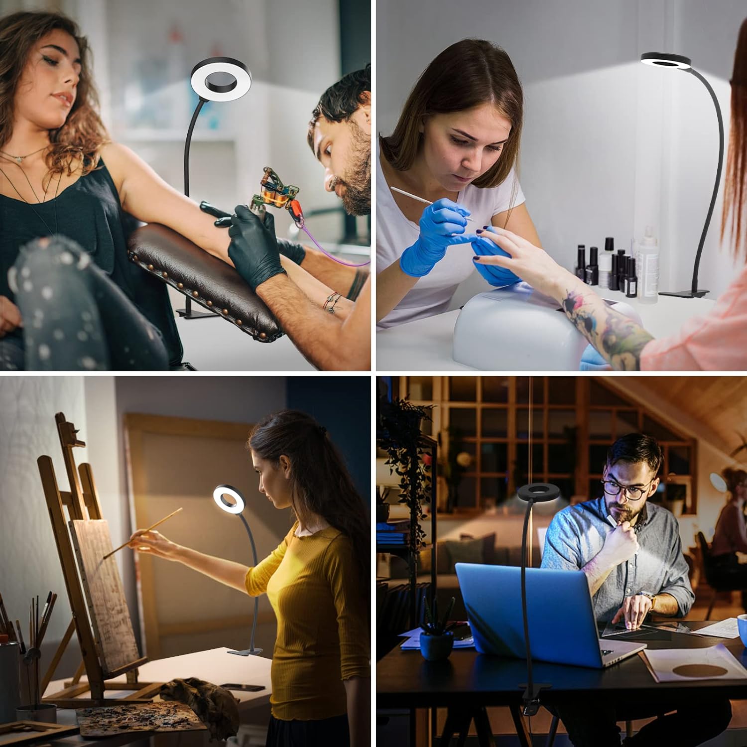 Flexible Gooseneck Desk Lamp with 3 Color Modes – Clip-On Design
