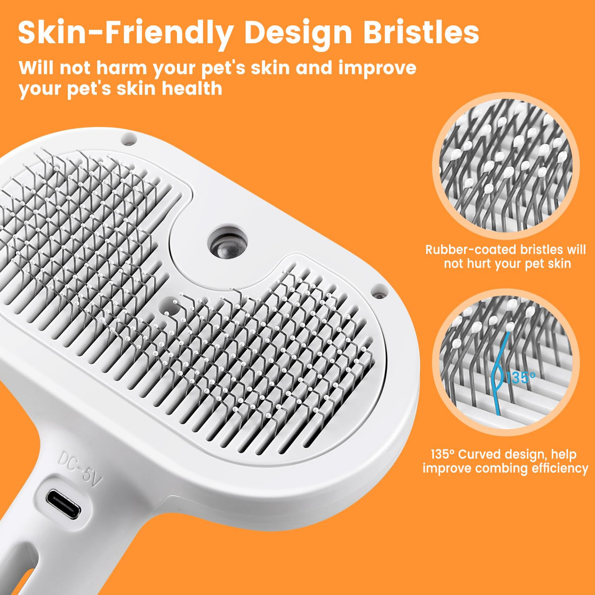 Pet Grooming Steam Brush for Cats and Dogs