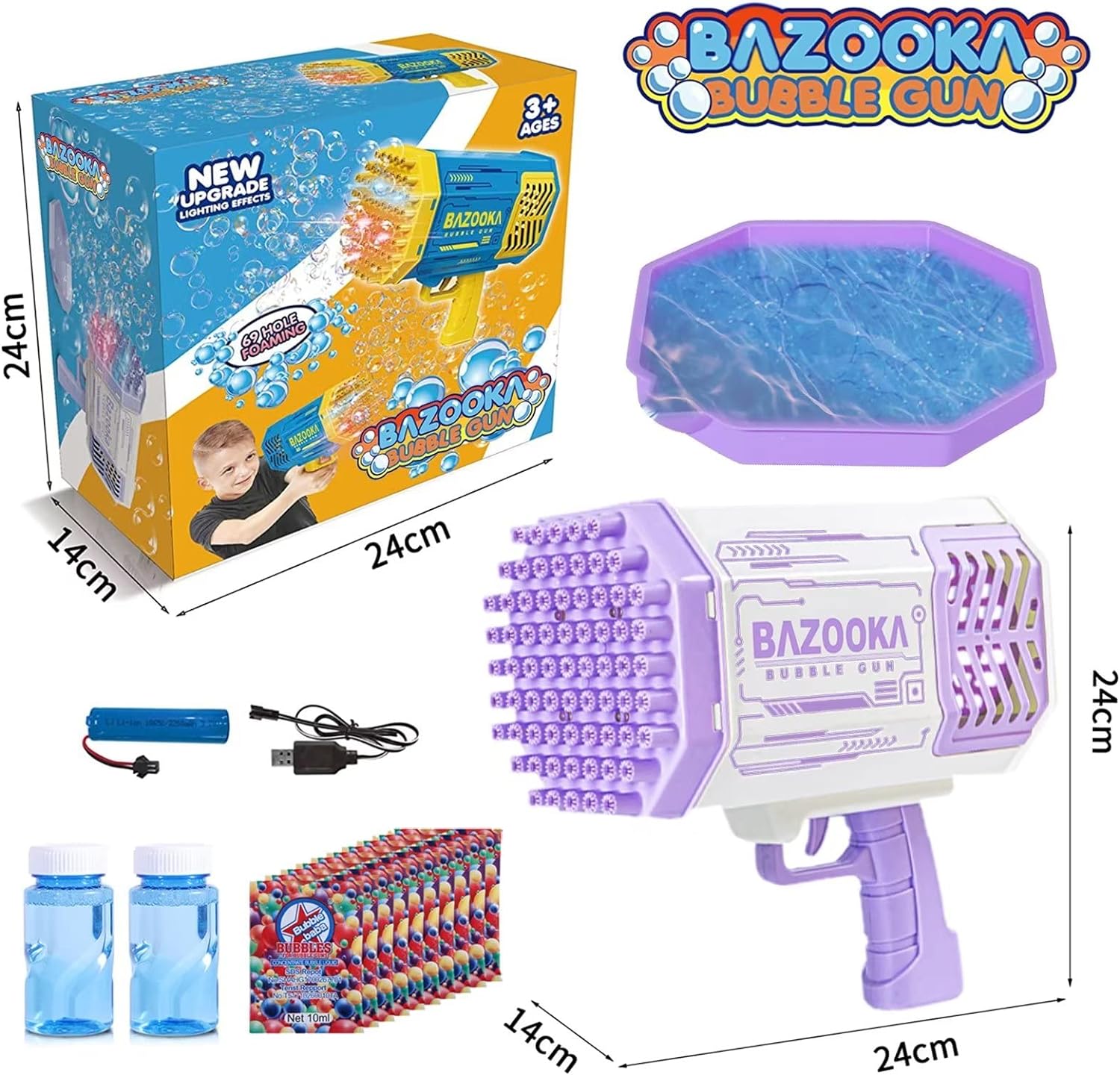 Colorful Bubble Blaster with LED Lights and Fan Function