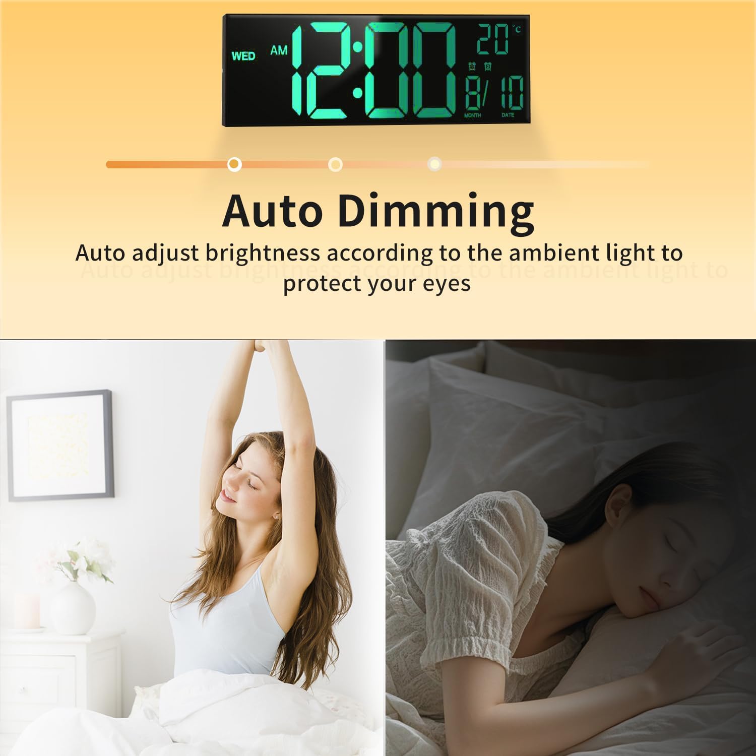 16-Inch RGB Digital Alarm Clock for Wall and Table with Remote Control