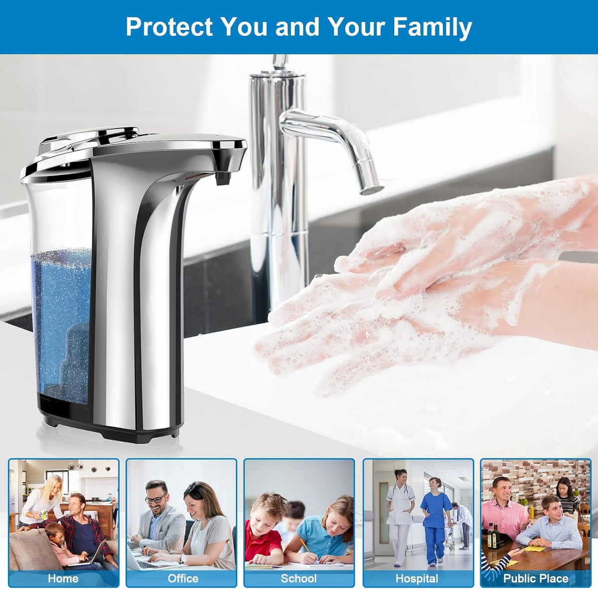 Touch-Free Liquid Soap Dispenser for Kitchen & Bathroom