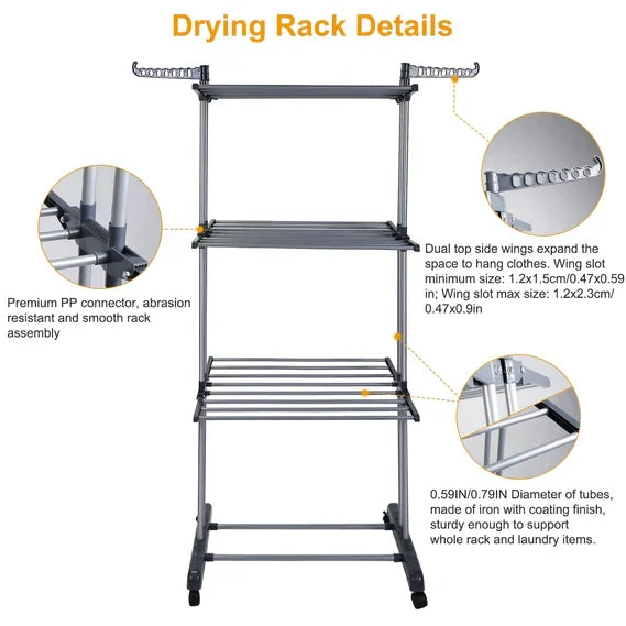 Ultimate Space-Saving Clothes Drying Rack with Wheels