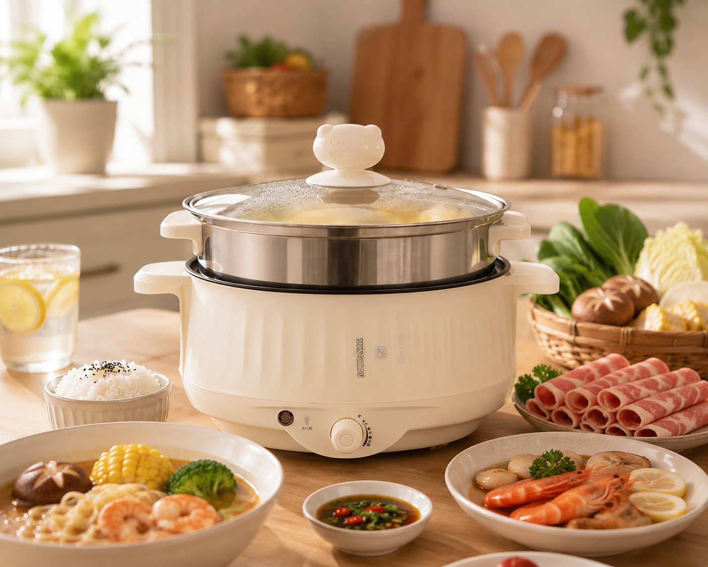 SwiftCook Compact Electric Steamer & Hot Pot for Quick Meals