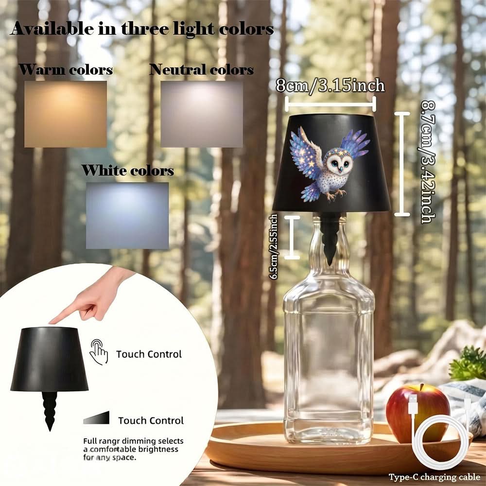 Owl Haven – Stylish LED Bottle Lamp with Touch Control