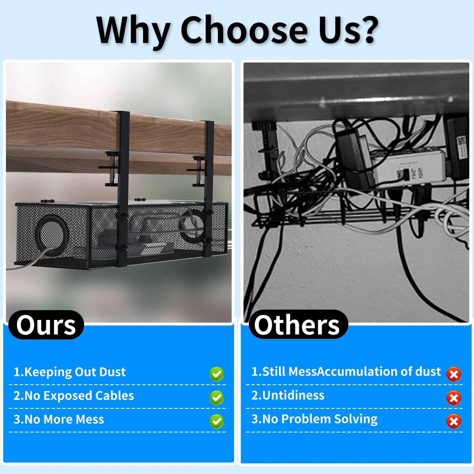 Effortless Desk Cable Organizer with Dual Storage Drawers