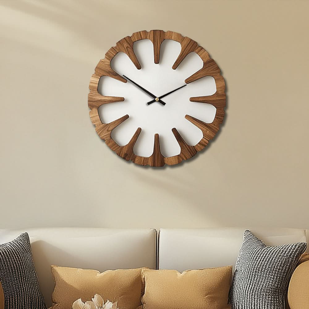 SerenityCraft Round Wooden Silent Clock for Tranquil Spaces