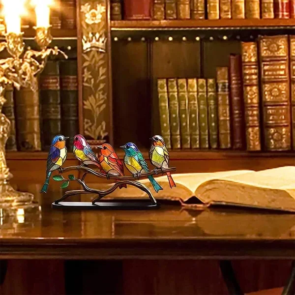 Vibrant Nature-Inspired Acrylic Bird Table Decor