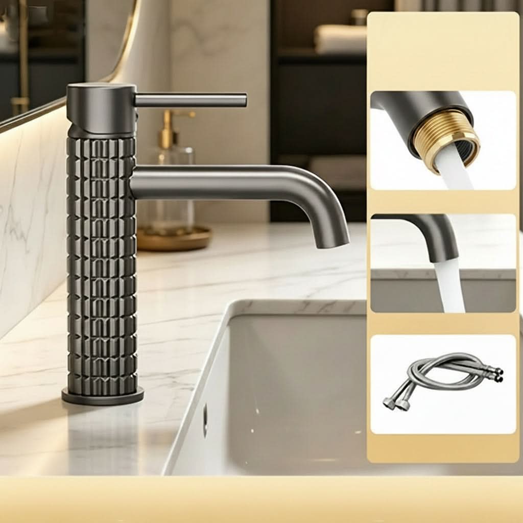 Sophisticated Brass Basin Faucet with Dual Temperature Control