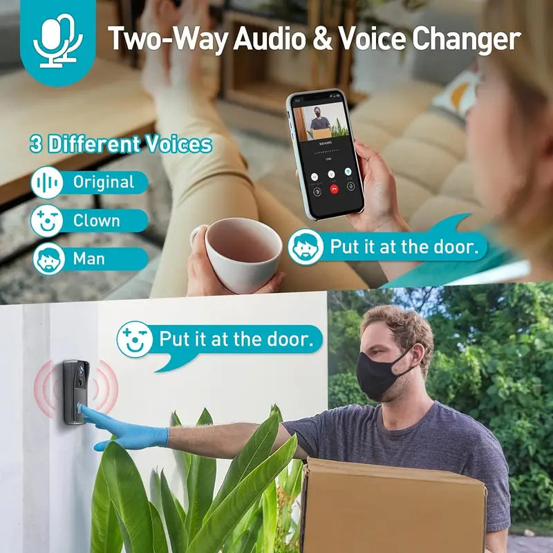 Smart Wi-Fi Video Doorbell with Two-Way Audio