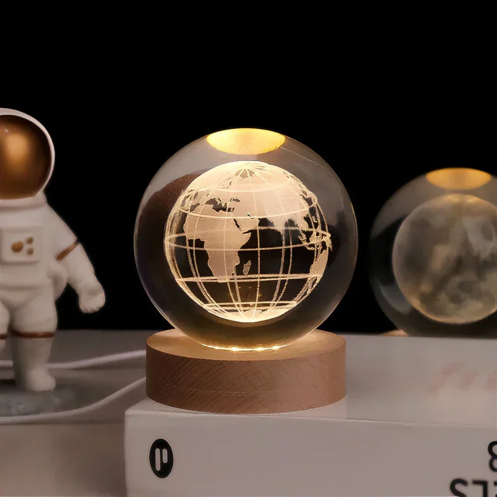 Celestial 3D Crystal Sphere with Engraved Design