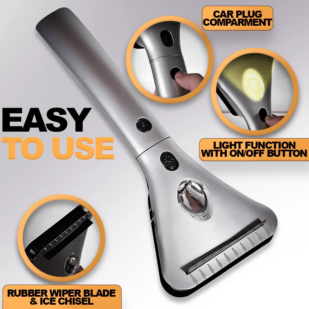 Heated Windshield Ice Remover with LED Light