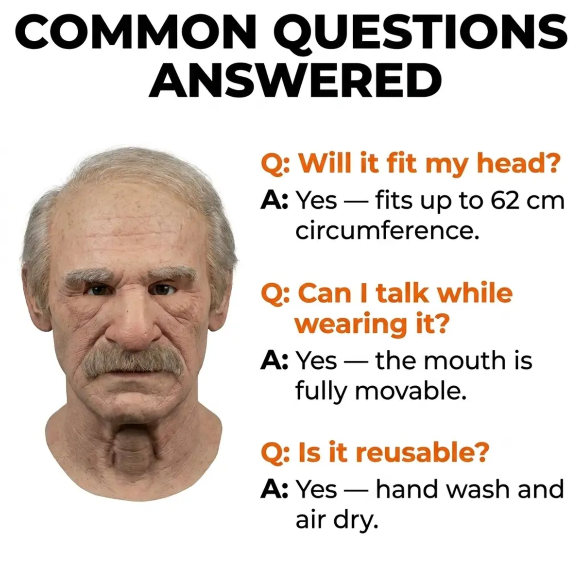 Authentic Elderly Face Mask for Halloween – Latex Full Coverage
