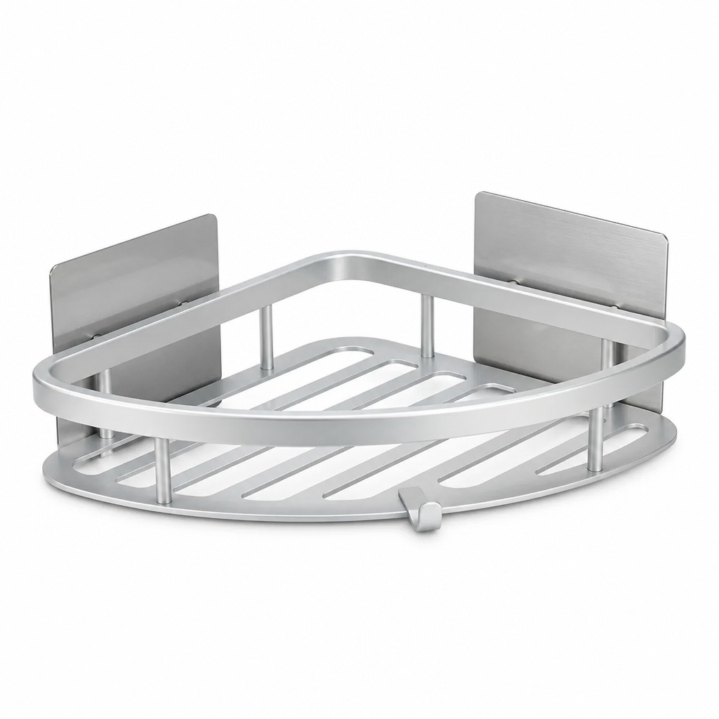 Rustproof Aluminum Shower Organizer with No-Drill Adhesive Mount (110-lb Capacity)