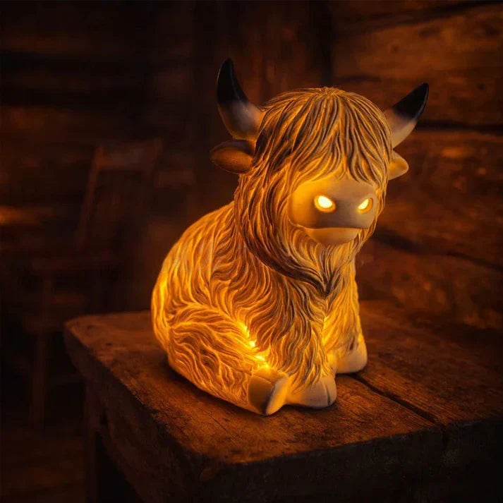Charming Highland Cow Night Lamp – Cozy Amber Glow