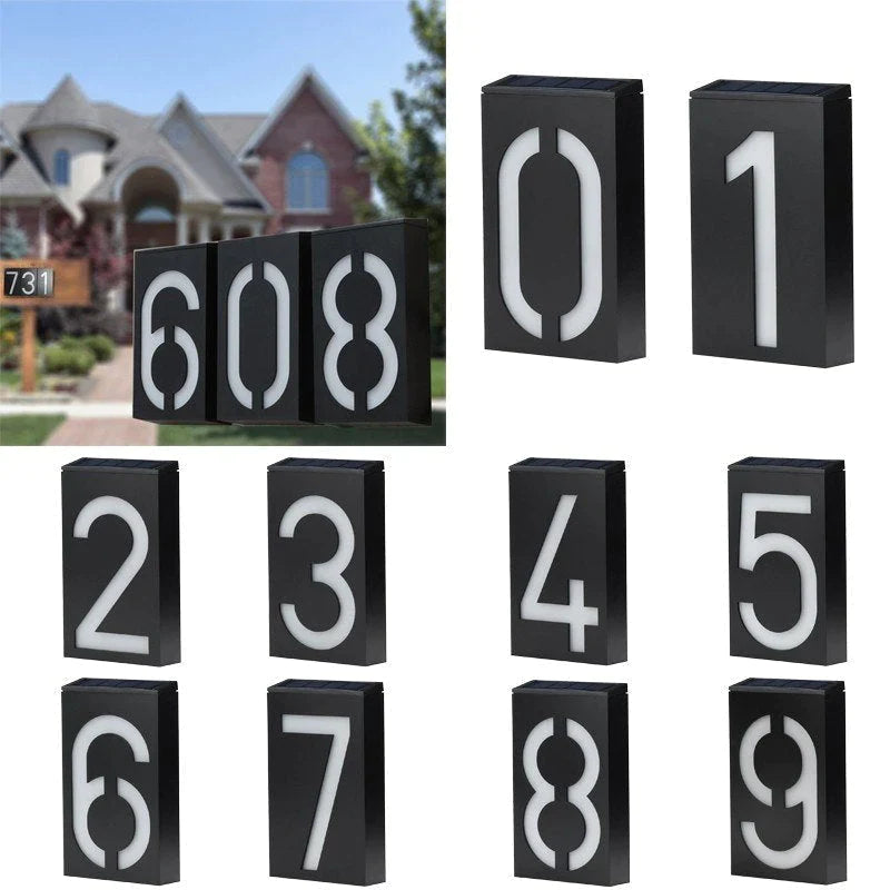 House Number Sign Powered by Solar Energy