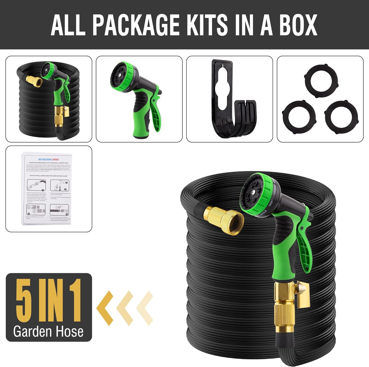 Versatile Expandable Hose with 10 Adjustable Spray Patterns