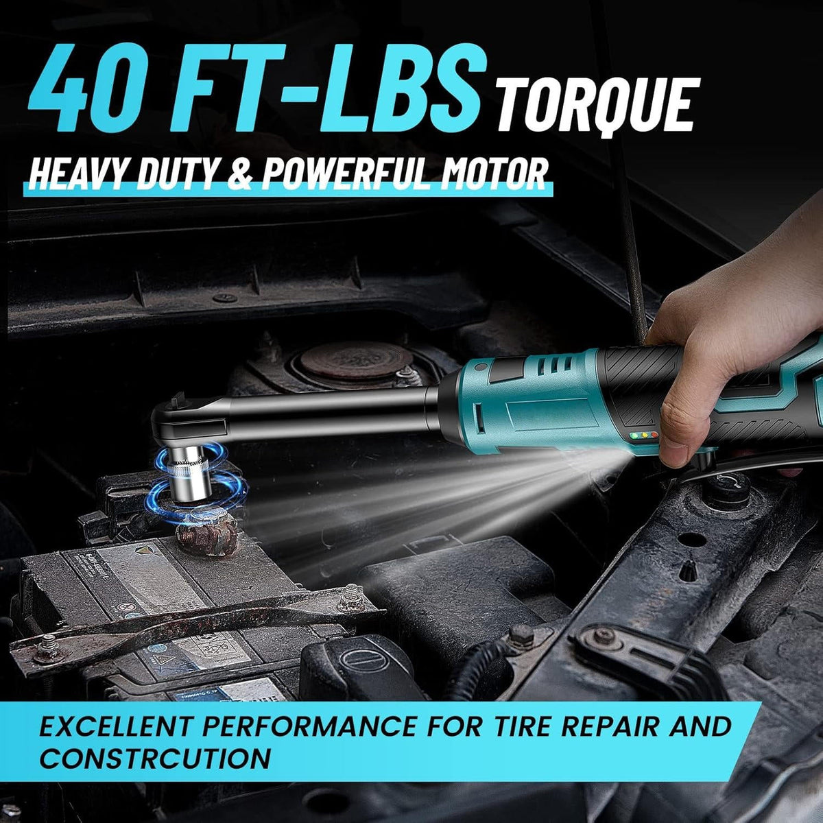 ProTorque Electric Ratchet Wrench with Extended Reach
