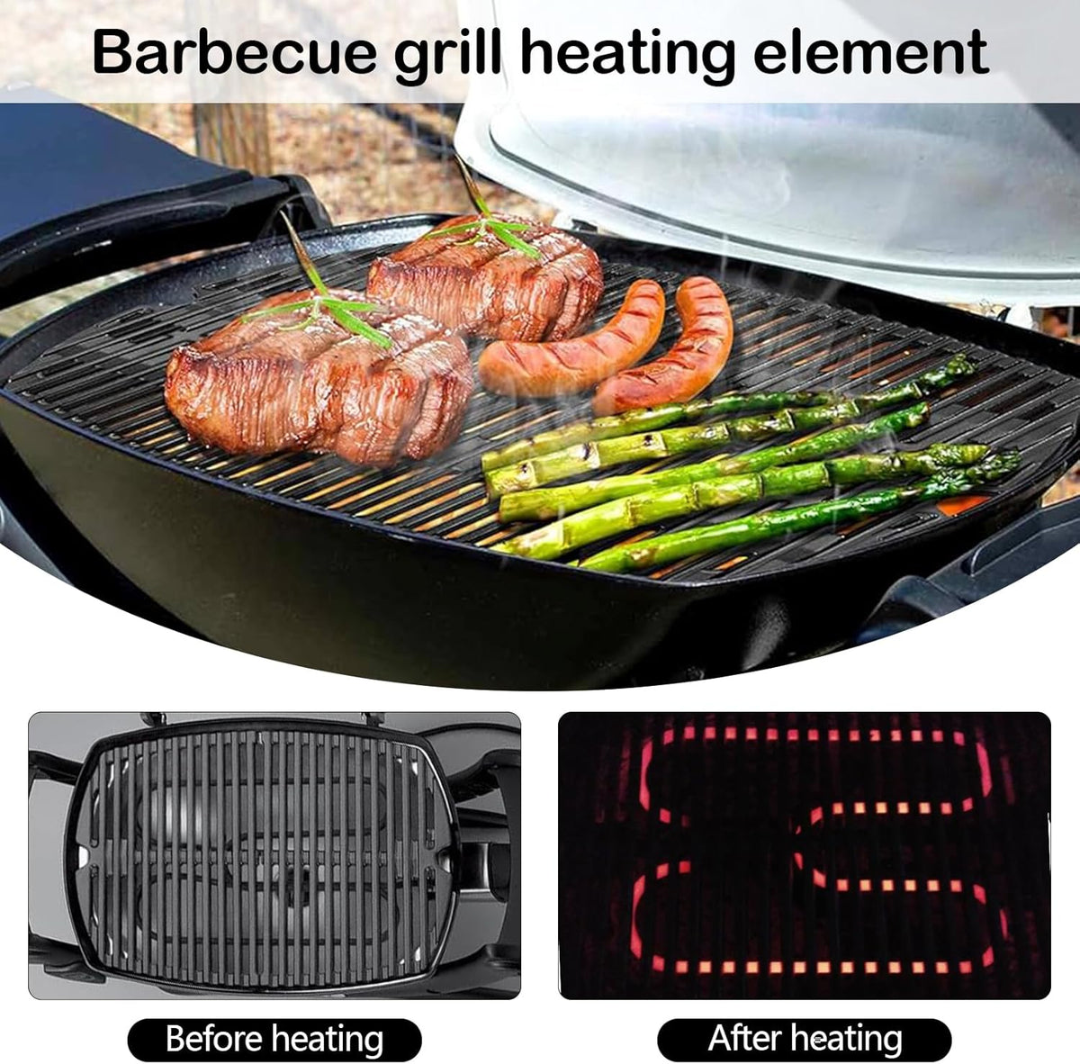 2200W Outdoor Electric BBQ Heating Coil in Stainless Steel