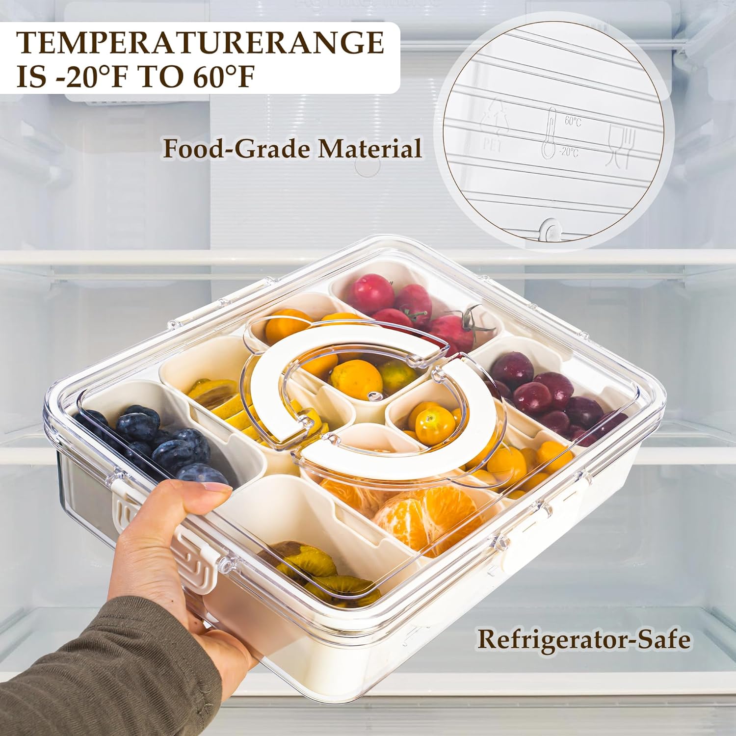 Elegant 8-Section Snack Tray with Convenient Handle