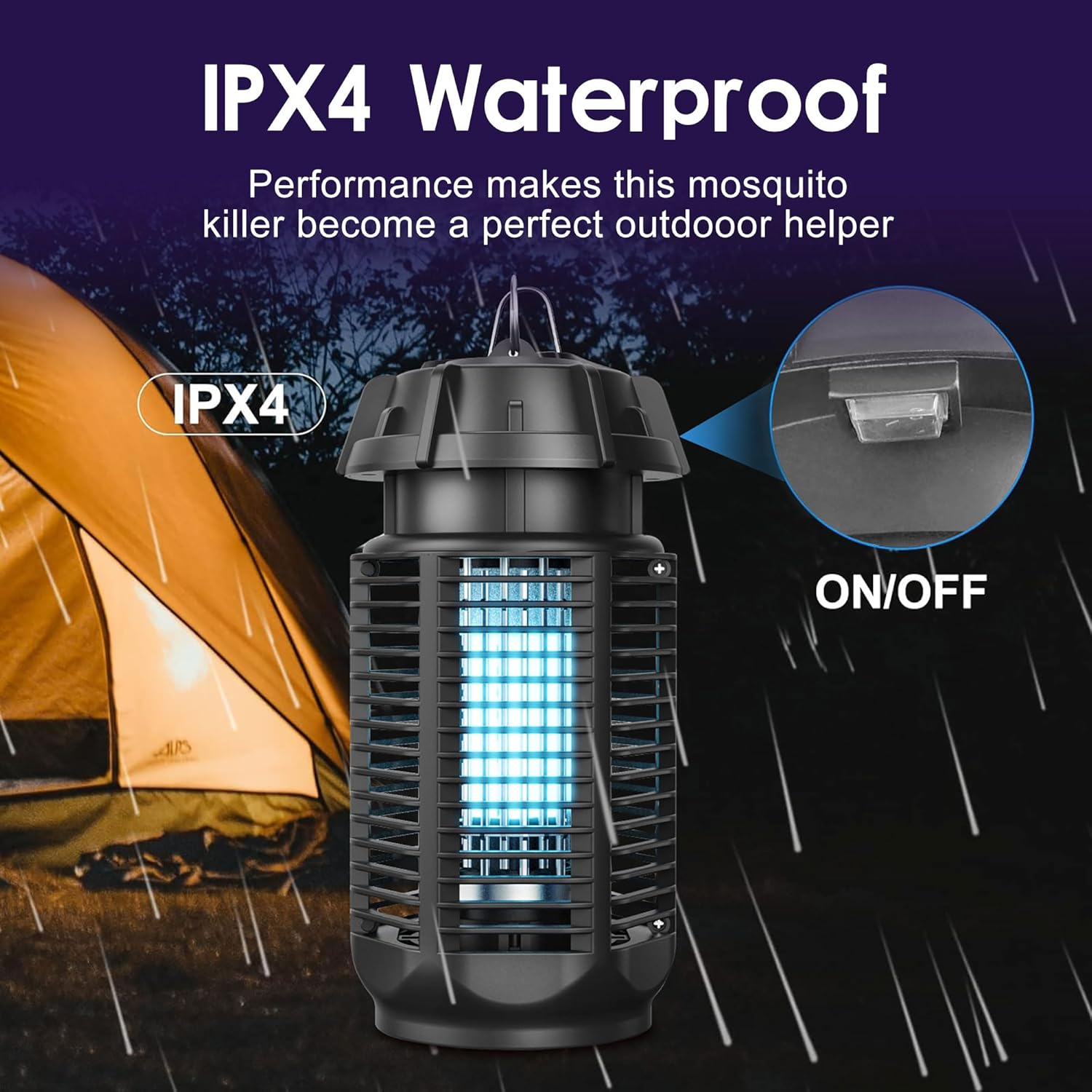 20W Electric Insect Trap with UV Light and 4200V Grid, Waterproof IPX4