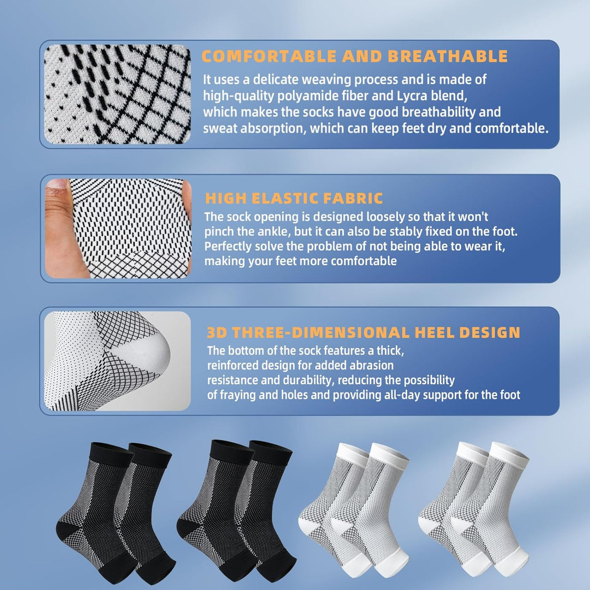 4 Pairs of Comfort-Focused Recovery Socks for All