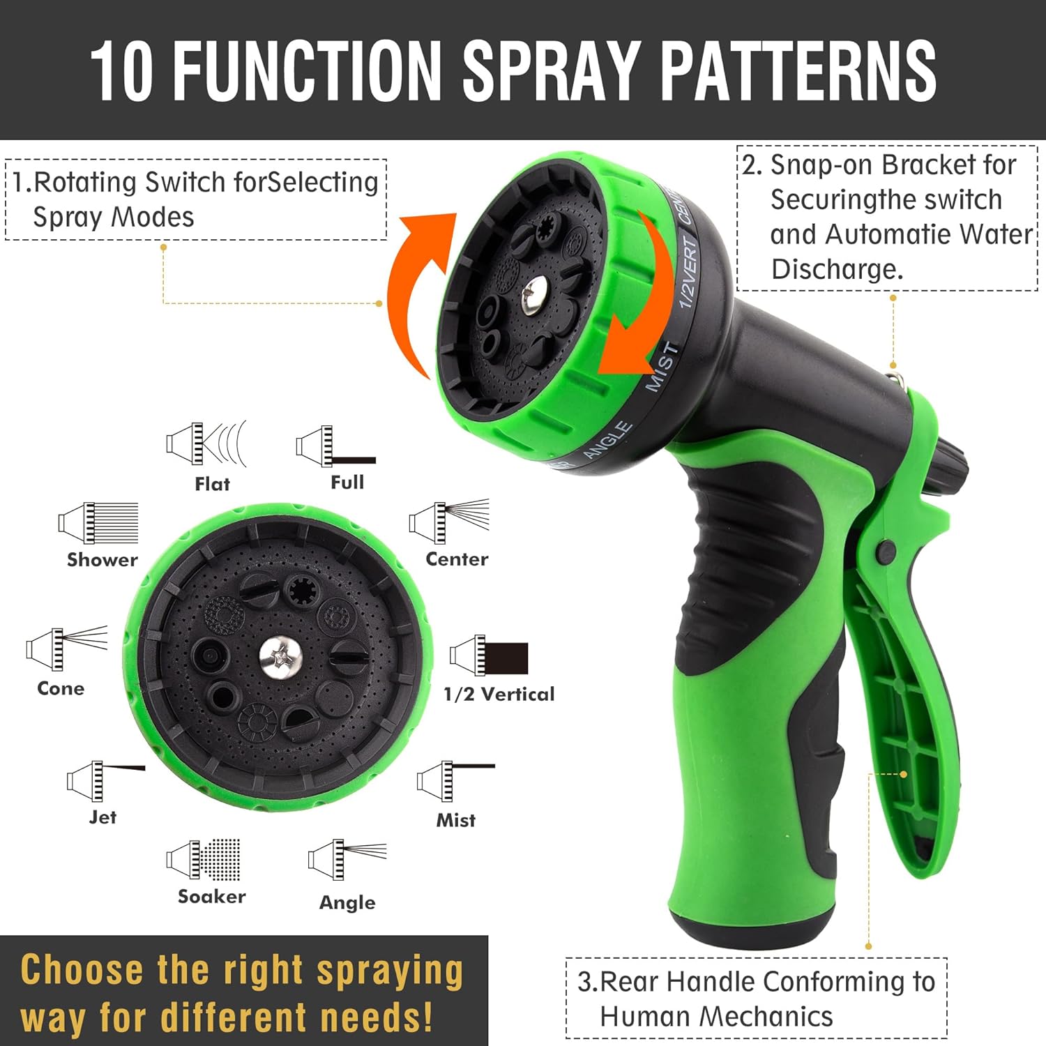 Versatile Expandable Hose with 10 Adjustable Spray Patterns