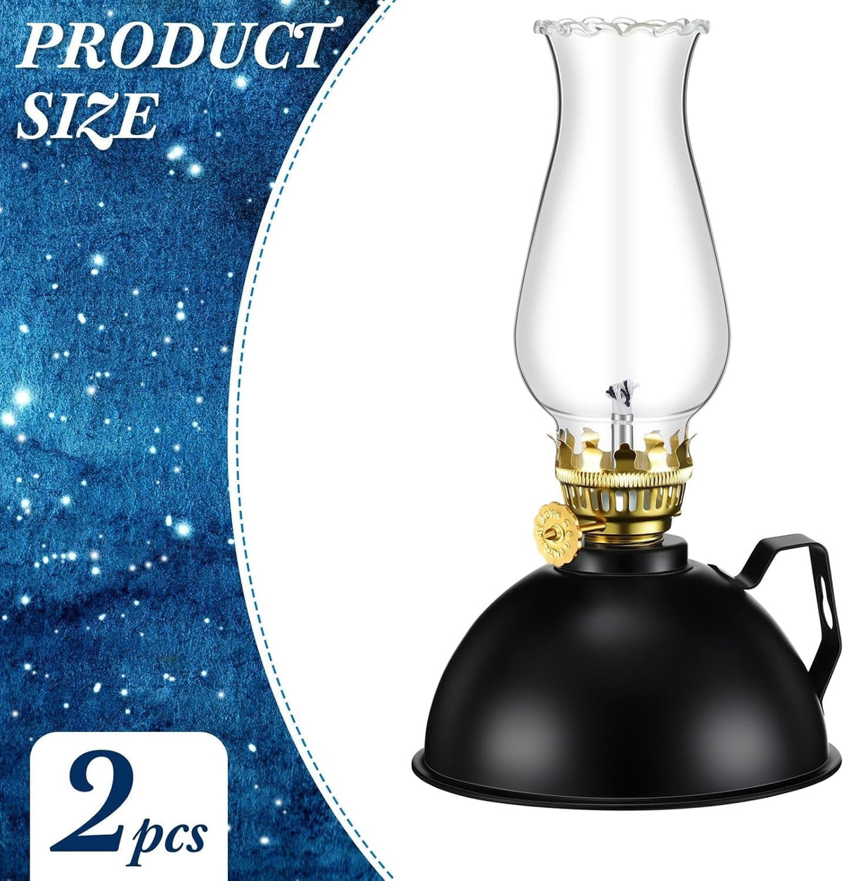 Pair of Antique-Style Glass and Metal Oil Lamps
