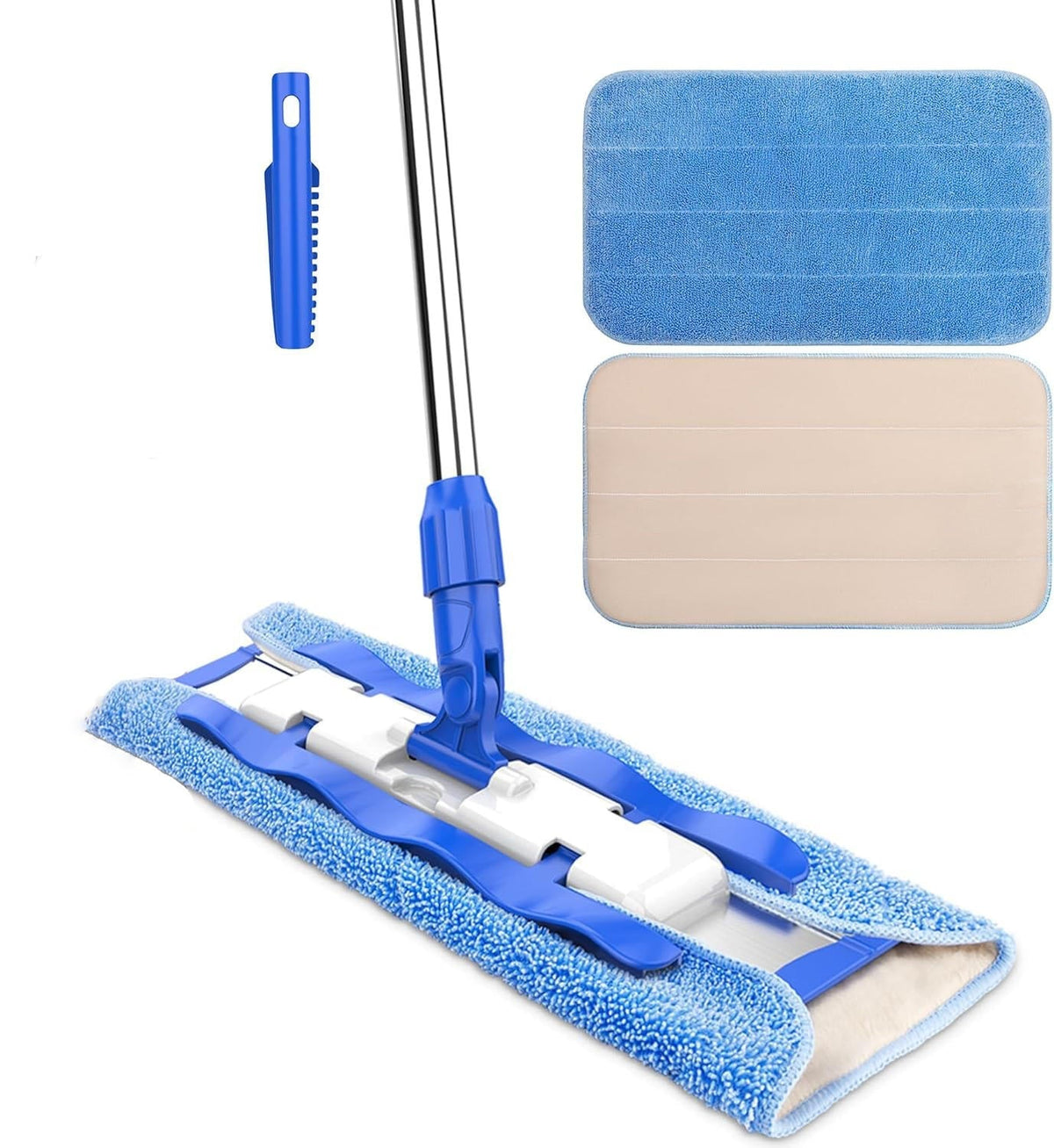 Versatile Flat Mop with Adjustable Handle and Reusable Pads
