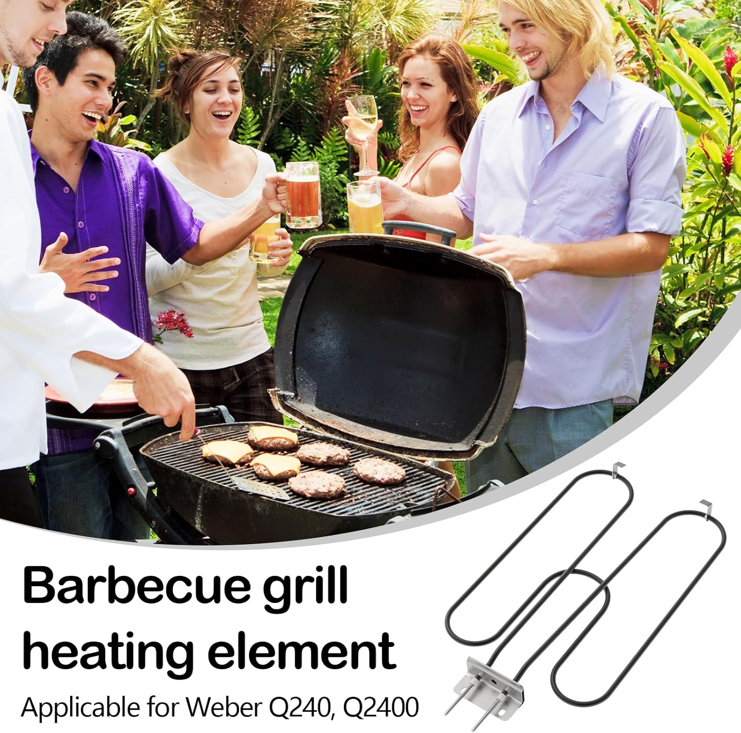 2200W Outdoor Electric BBQ Heating Coil in Stainless Steel