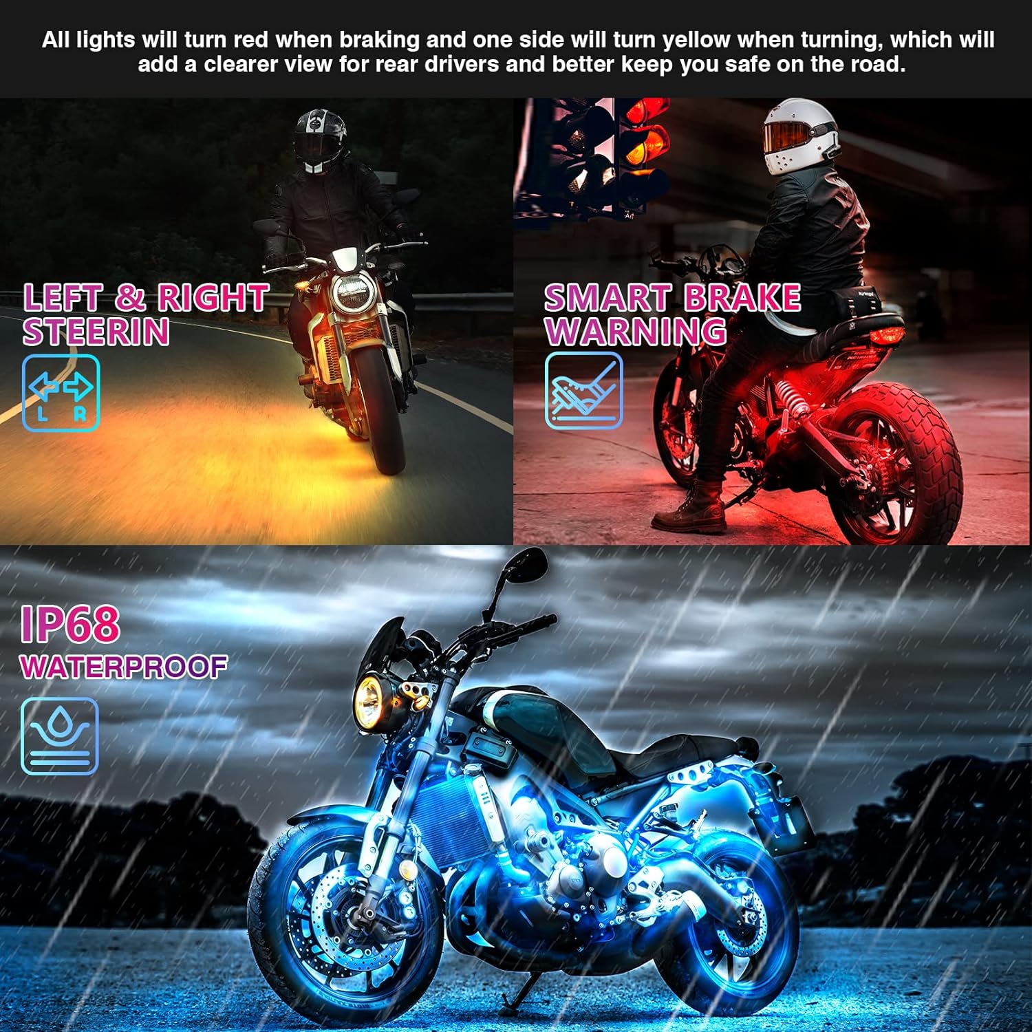 Vibrant LED Motorcycle Lighting Kit with Signal Integration