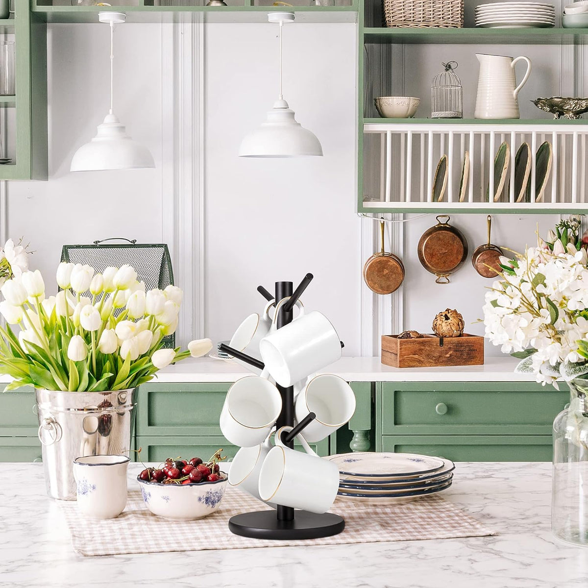 Elegant Wooden Mug Organizer Stand