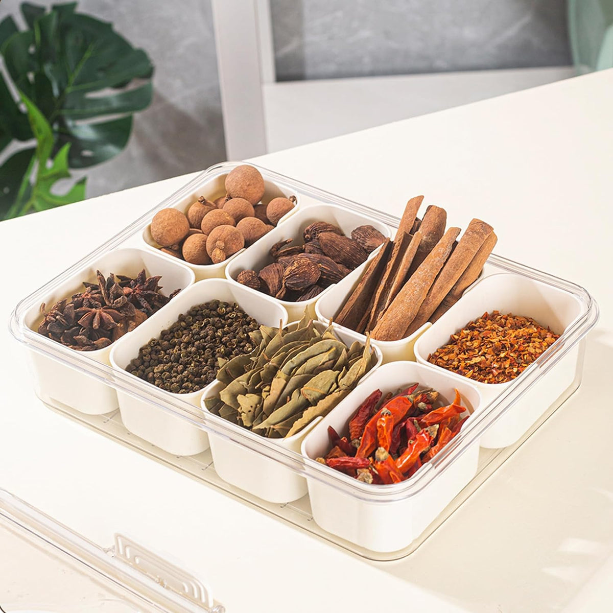 Elegant 8-Section Snack Tray with Convenient Handle