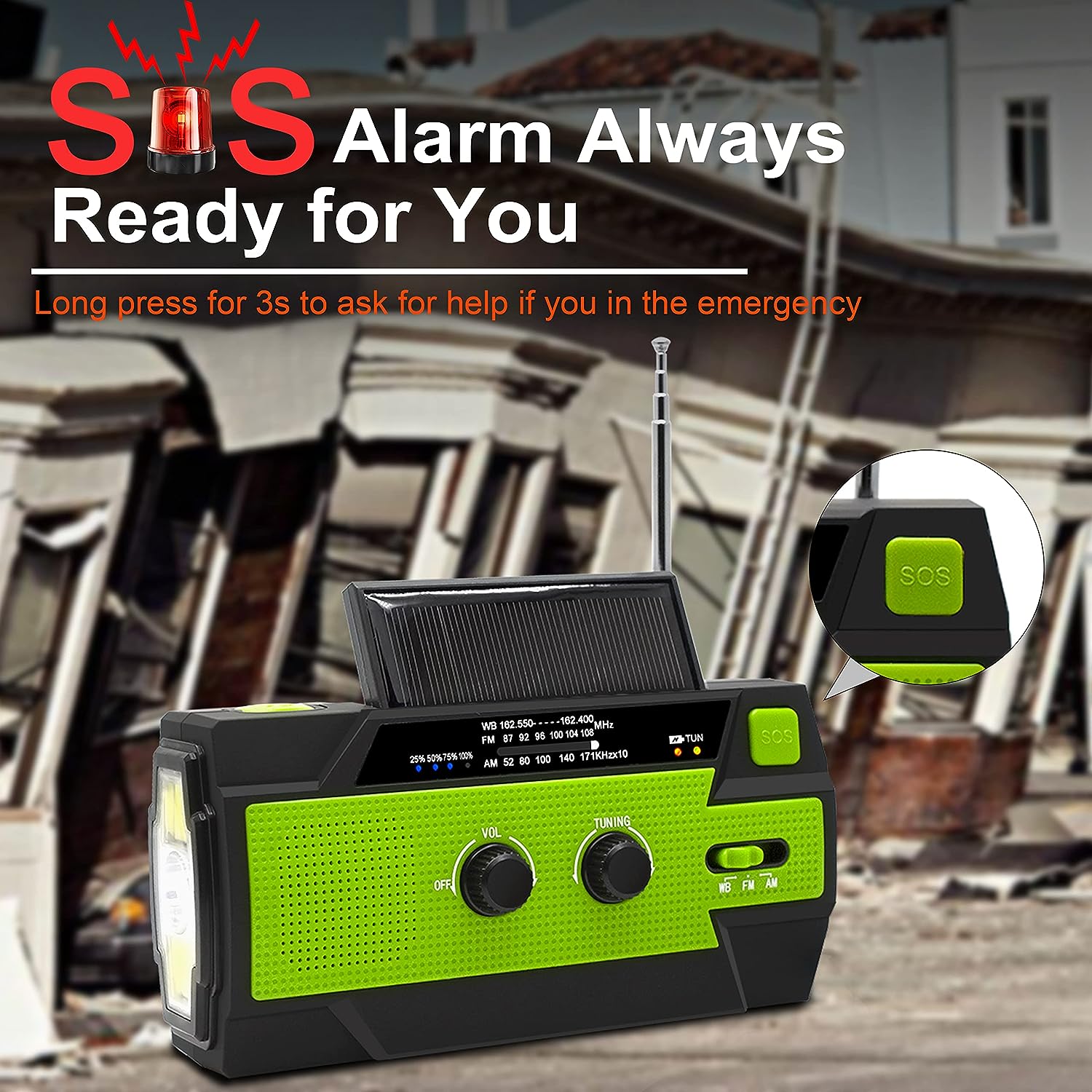 All-Weather Emergency Hand Crank Radio with Flashlight