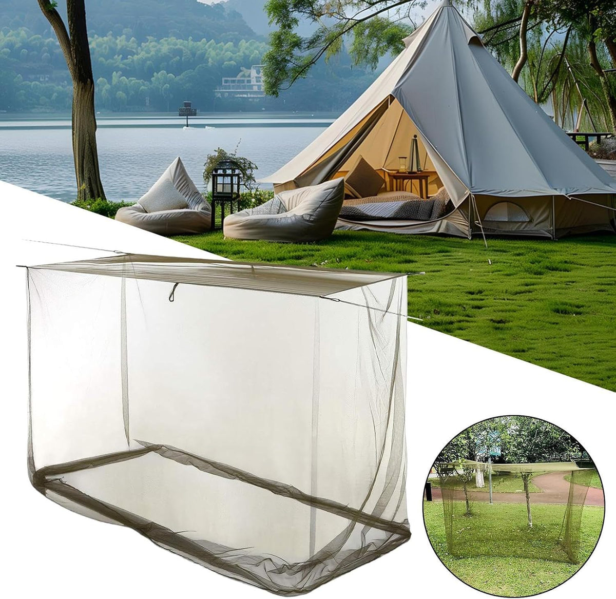 Rectangular Insect Mesh Canopy for Outdoor Use