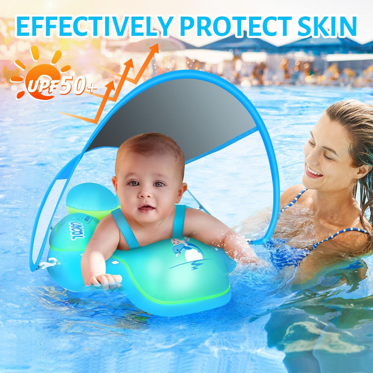 Safe & Comfortable Baby Water Float with Sunshade