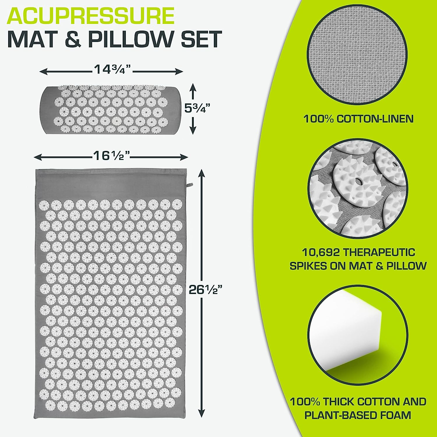 Relaxation Acupressure Mat with Neck Support
