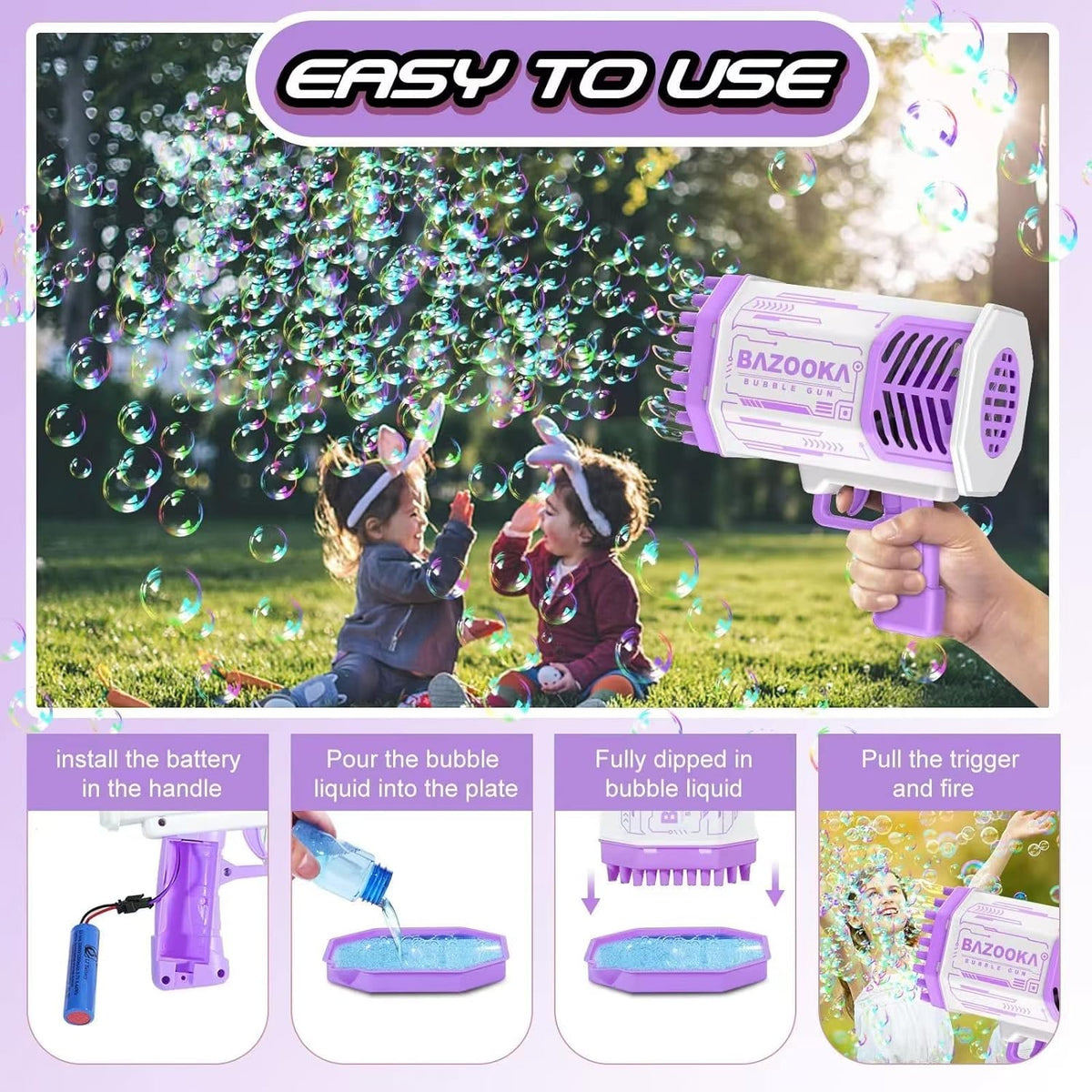 Colorful Bubble Blaster with LED Lights and Fan Function