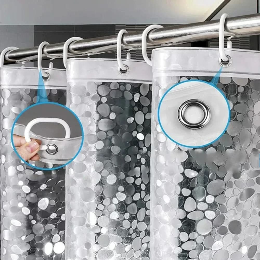 AquaGuard – Stylish Waterproof Shower Curtain with Pebble Design