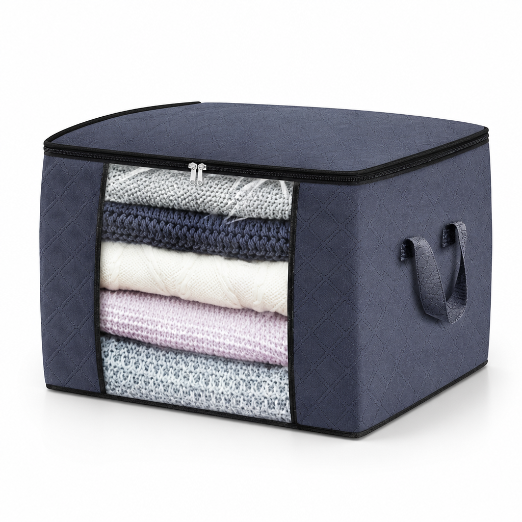 Foldable Dual-Zip Storage Organizer (Transparent Window)
