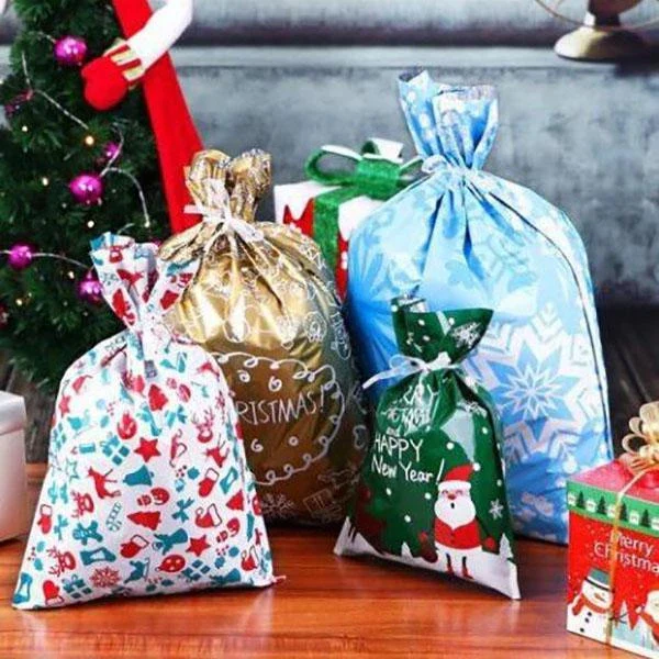 15 Set Festive Drawstring Gift Bags for Christmas Cheer
