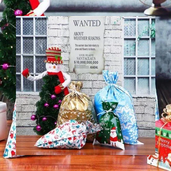 15 Set Festive Drawstring Gift Bags for Christmas Cheer