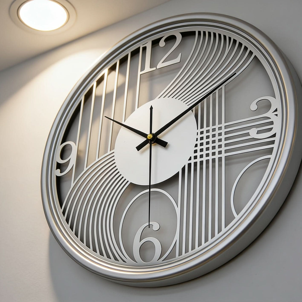 Gilded Harmony – 40cm Silent 3D Iron Wall Clock for Chic Interiors