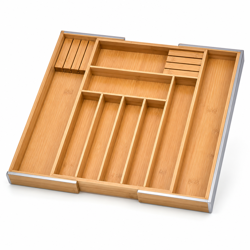 Bamboo Adjustable-Section Drawer Organizer