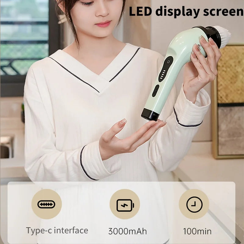 Electric Spin Cleaning Brush Set with LED Screen – Buy 1 Get 1 Free