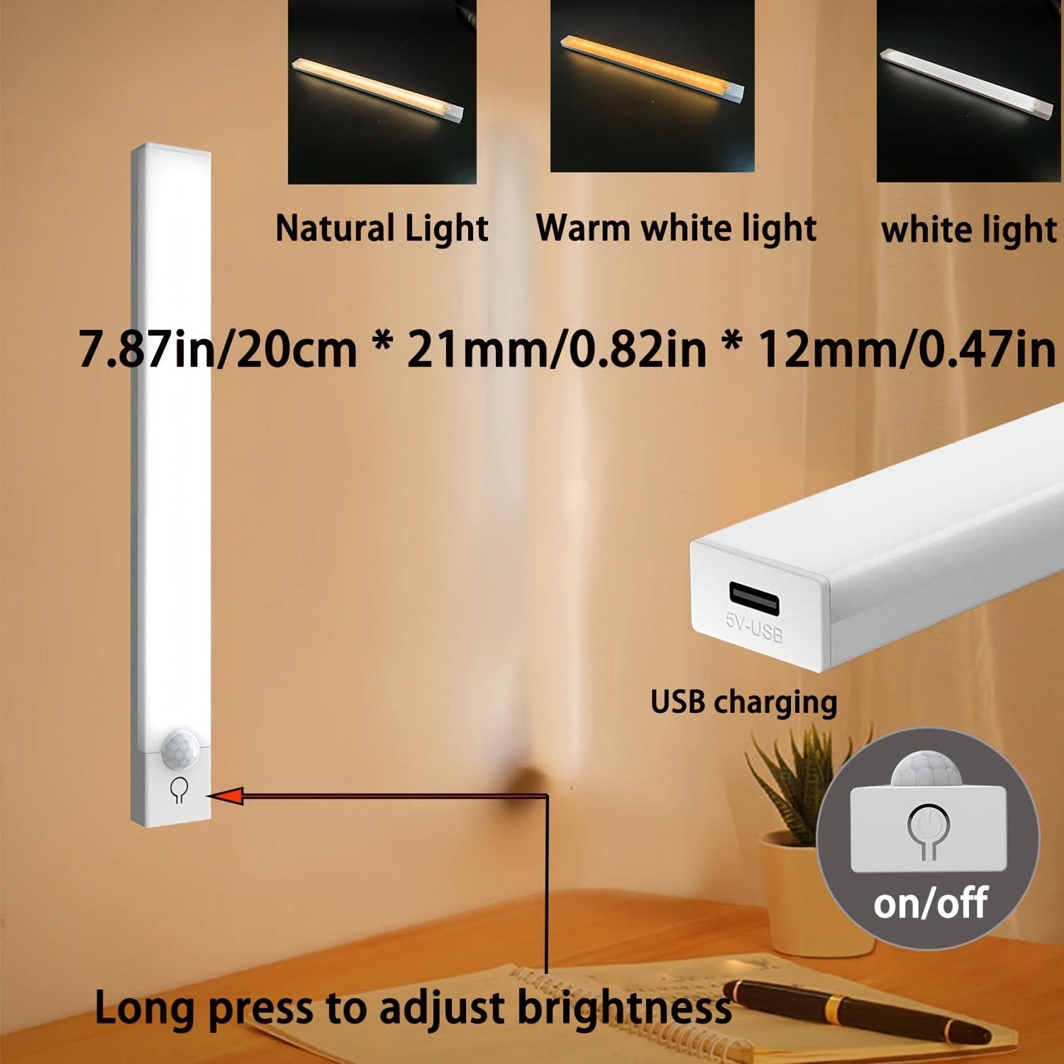 Lumosense - Smart Motion-Activated LED Night Light with Rechargeable Battery