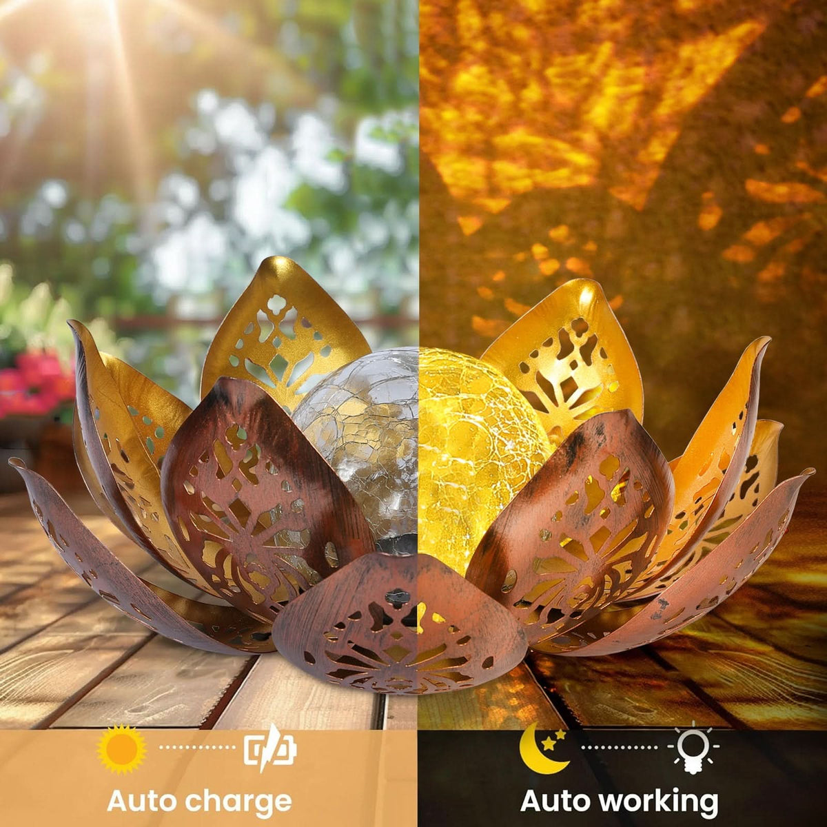 Radiant Lotus Solar Garden Light for Outdoor Elegance