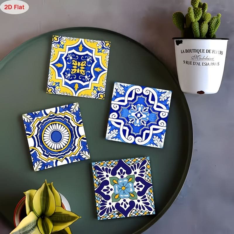 Artisan Wood Coaster Collection with Unique Patterns