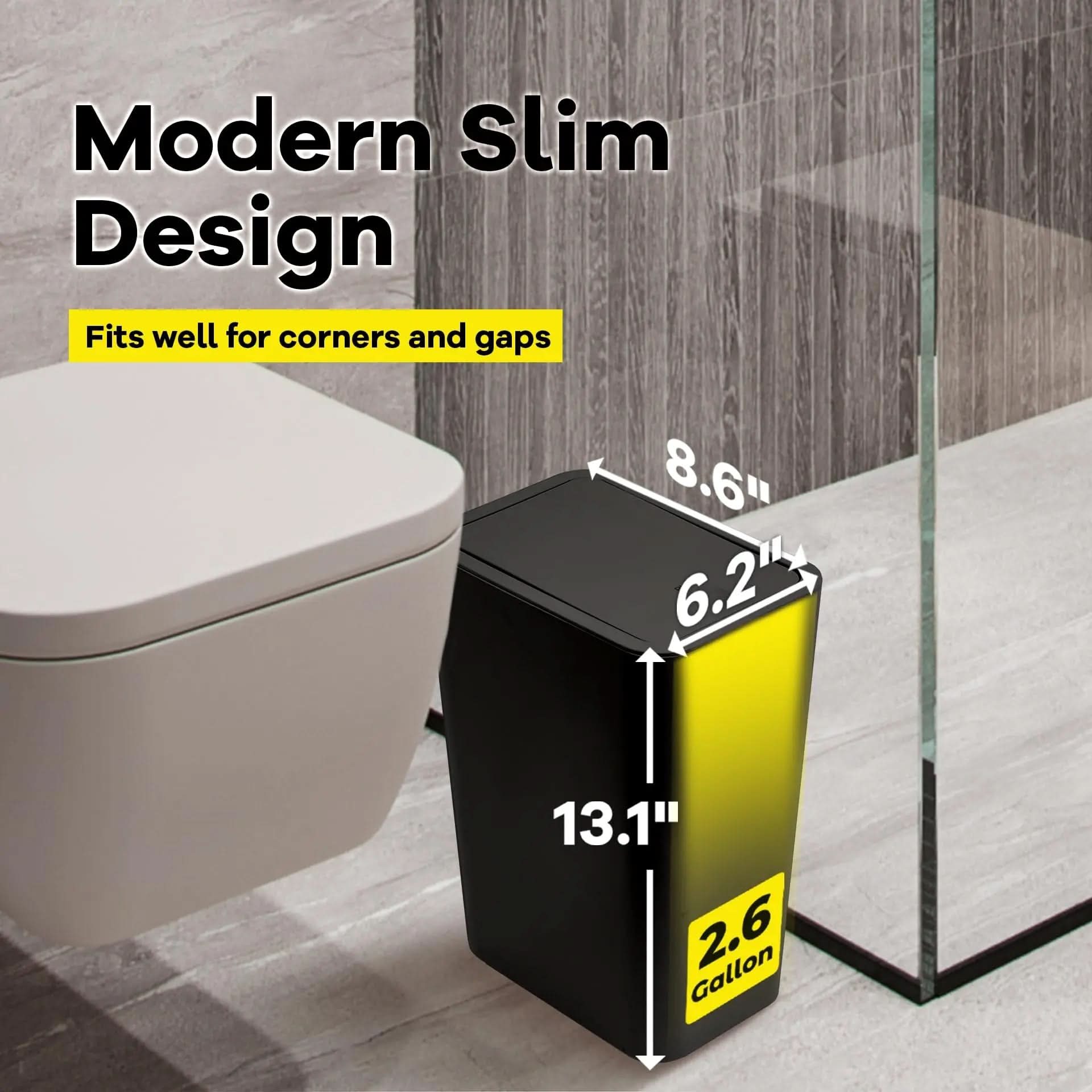 Sleek Touch-Open 12L Compact Waste Bin