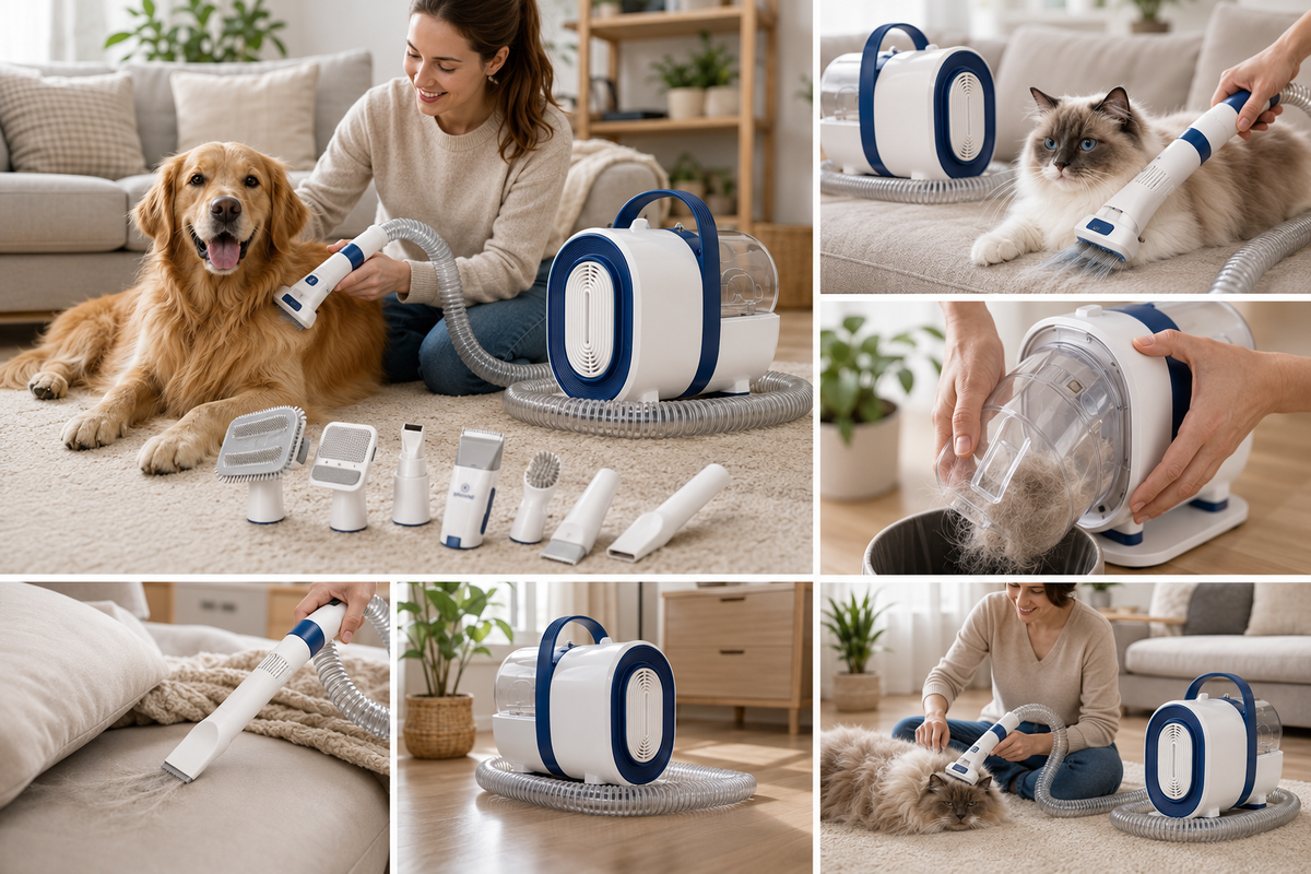 PawSweep Pro Pet Grooming Vacuum Bundle | Low Noise, 7 Tools & 1.5L Capacity