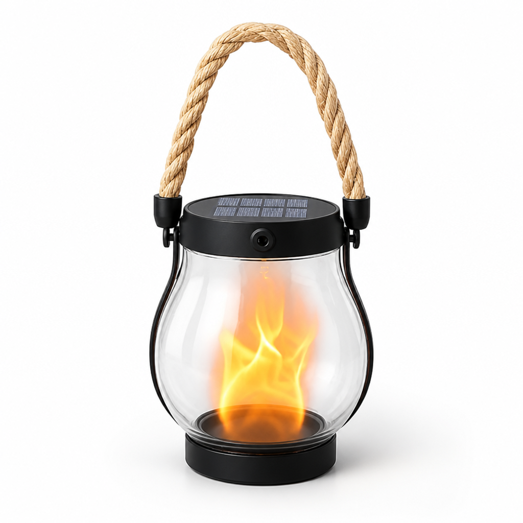 Outdoor Solar Flickering Flame & Hanging Loop Lantern